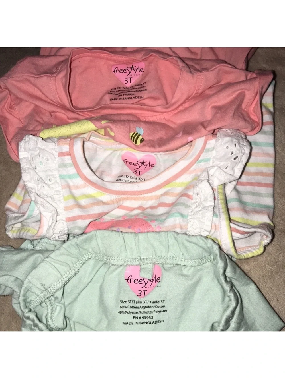 Freestyle 3T Girls Coral Rainbow Graphic Tee and Pastel Skirt Set